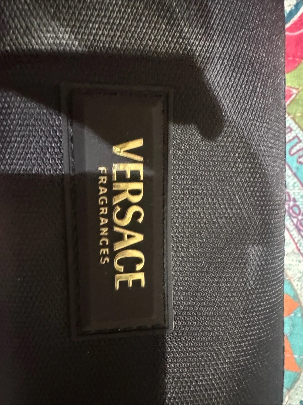 Versace Black Fabric Pouch with Gold Logo